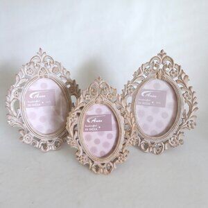 NEW 4” x 6” 5” x 7” OVAL RUSTIC CARVED ANTIQUE PICTURE FRAME SHABBY CHIC 3 QTY